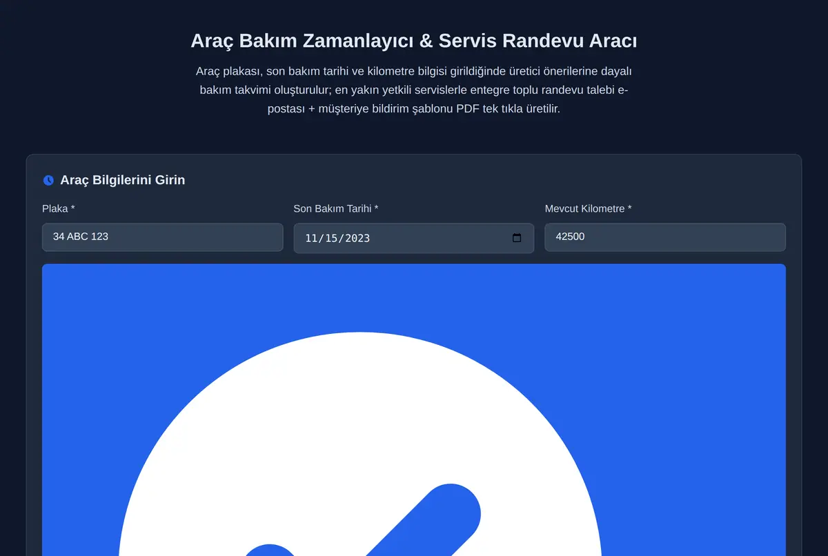 Araç Bakım Zamanlayıcı & Servis Randevu Aracı ekran görüntüsü 2