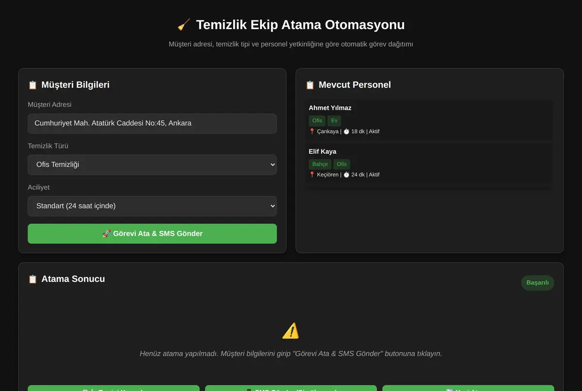 Temizlik Ekip Atama Otomasyonu ekran görüntüsü 2