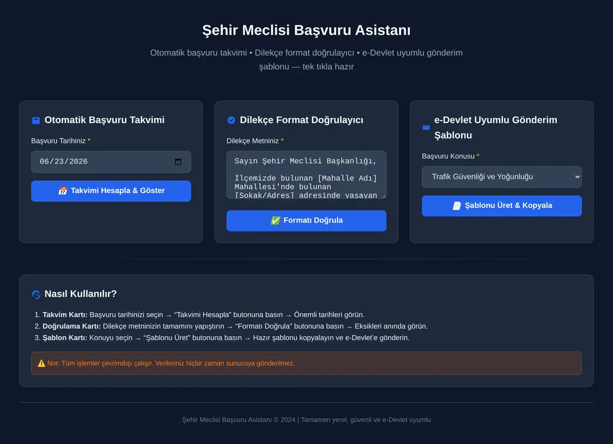 Şehir Meclisi Başvuru Asistanı ekran görüntüsü 3
