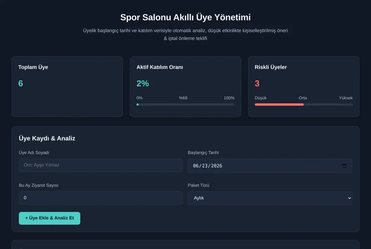 Güzellik Salonu Üye Yönetimi ekran görüntüsü 2