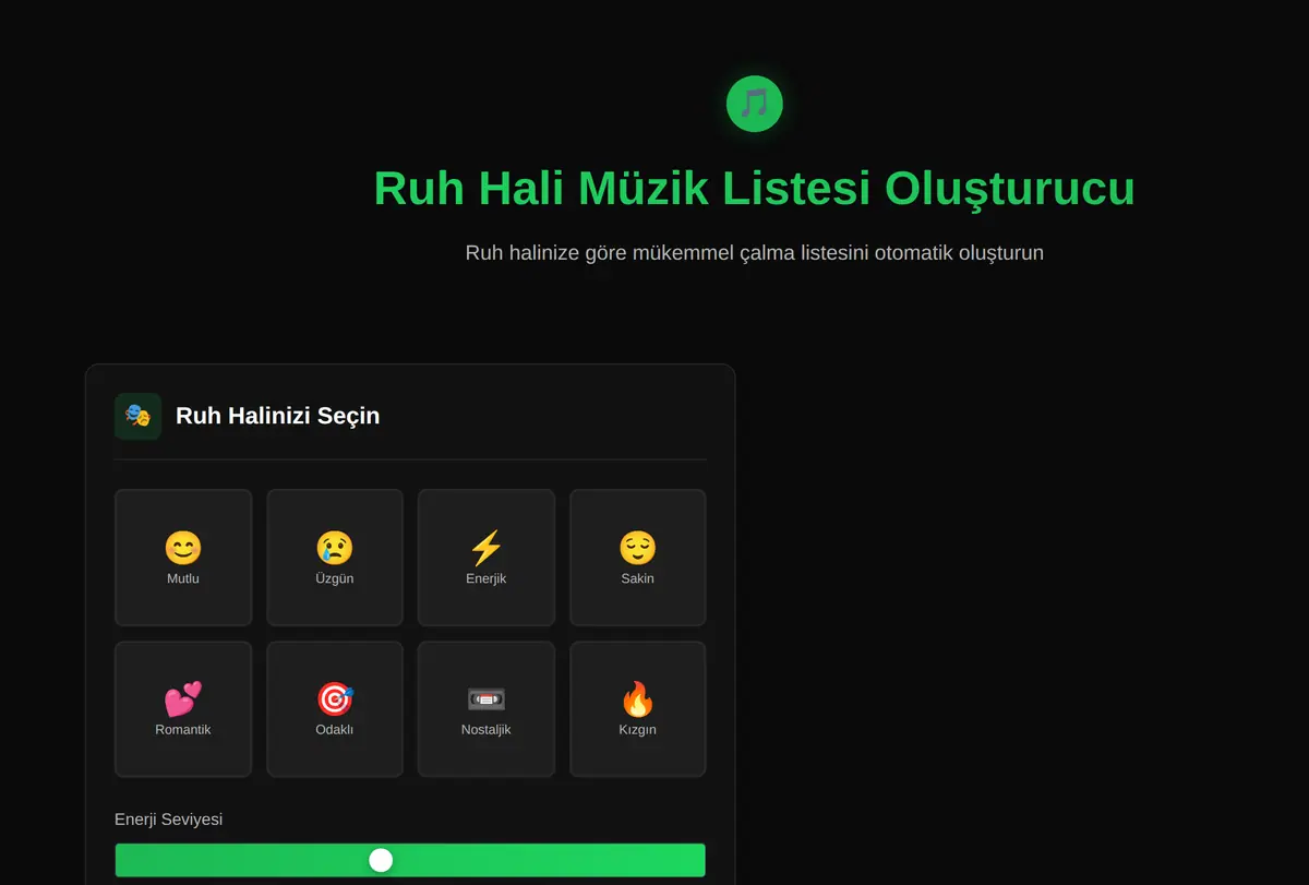 Ruh Hali Müzik Listesi Oluşturucu ekran görüntüsü