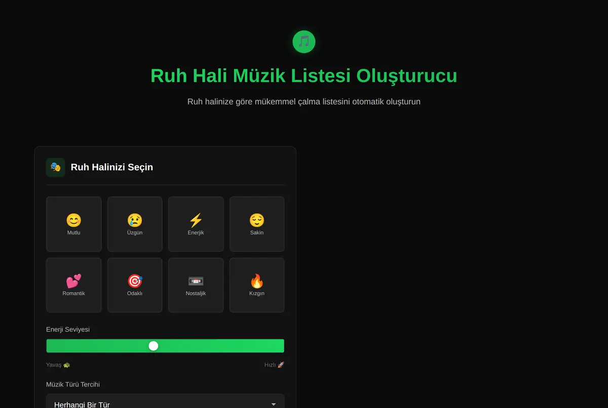 Ruh Hali Müzik Listesi Oluşturucu ekran görüntüsü 2