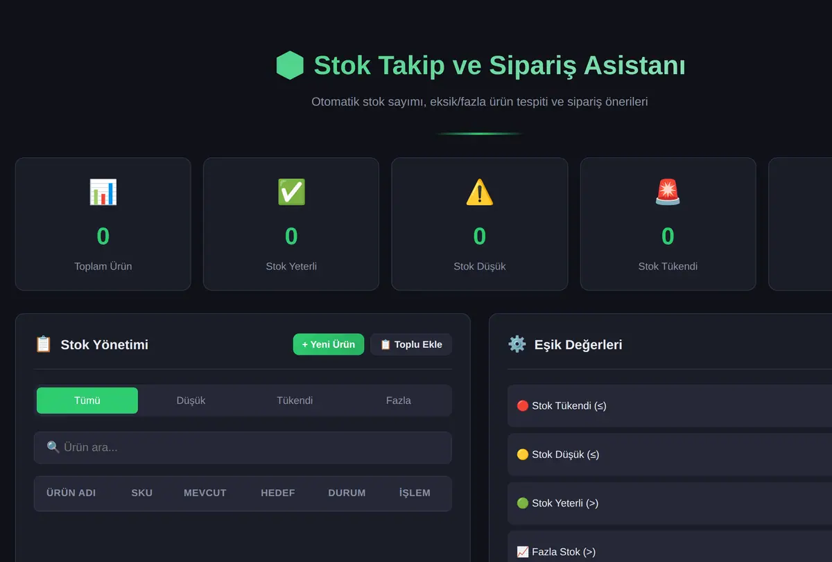 Stok Takip ve Sipariş Asistanı ekran görüntüsü