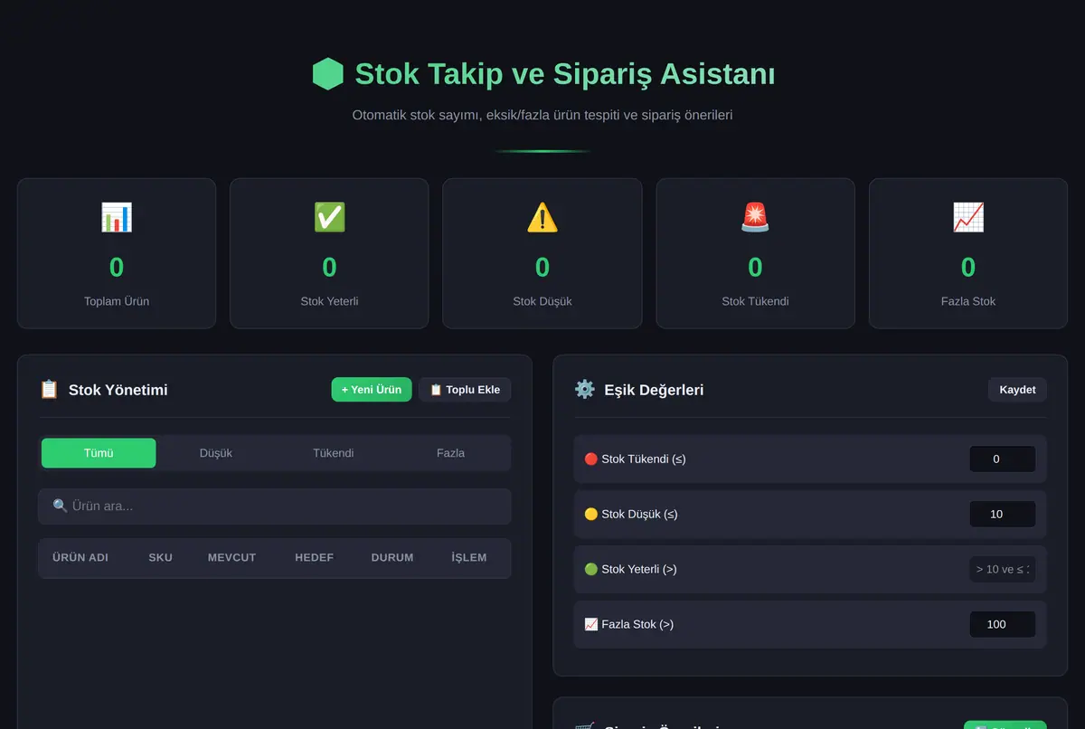 Stok Takip ve Sipariş Asistanı ekran görüntüsü 2