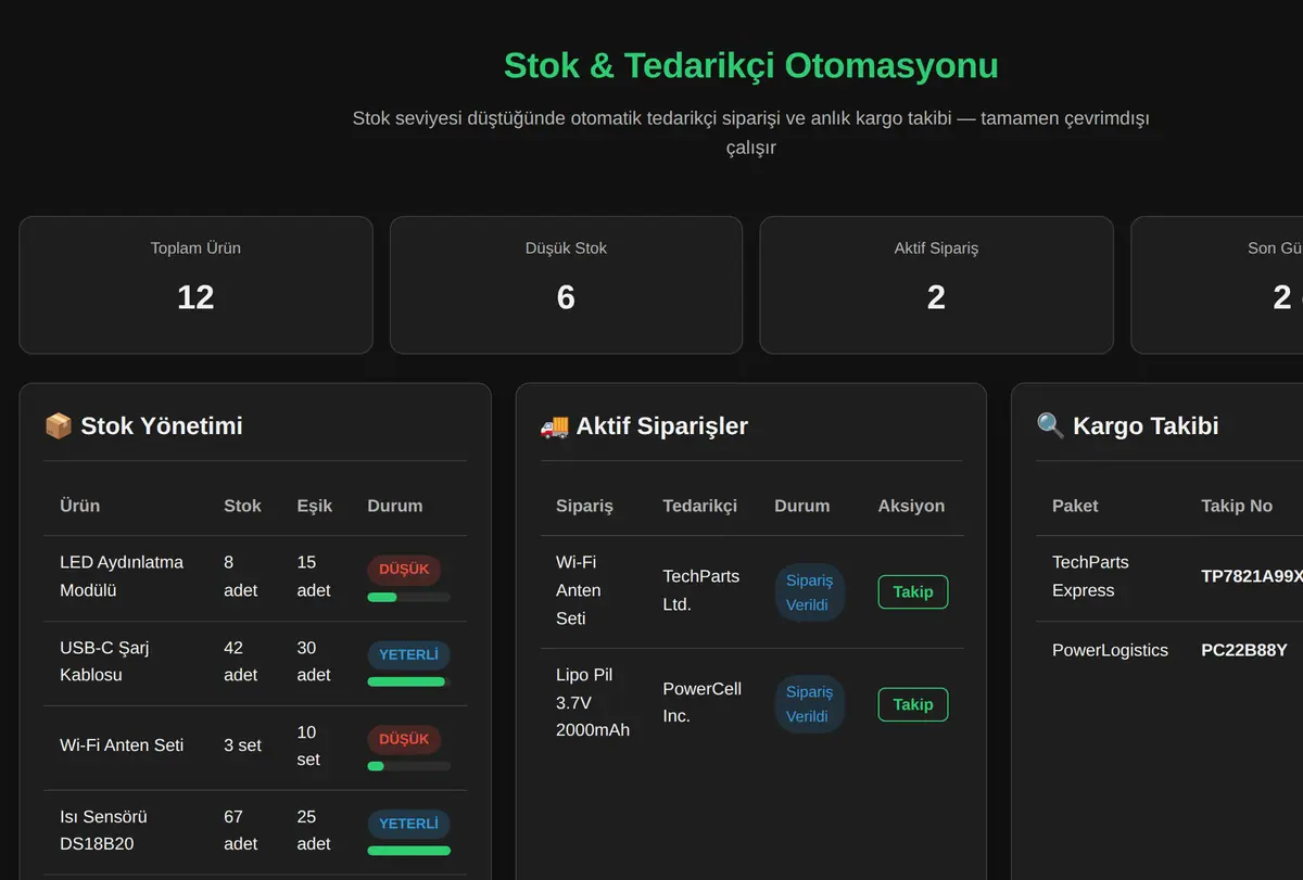 Stok & Tedarikçi Otomasyonu ekran görüntüsü