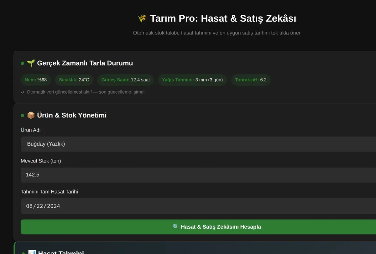 Tarım Pro: Hasat & Satış Zekâsı ekran görüntüsü