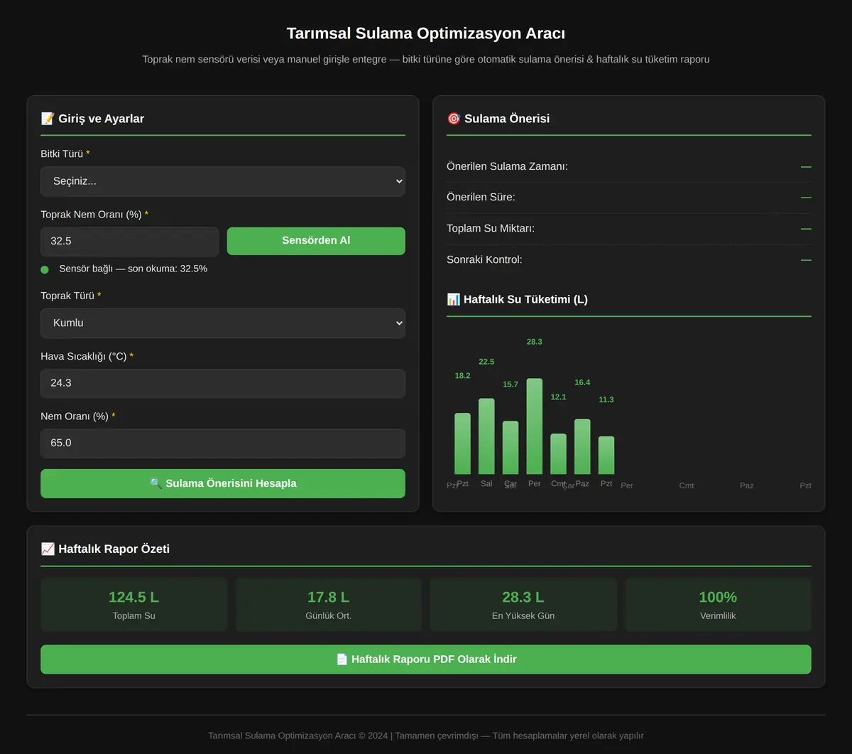 Tarımsal Sulama Optimizasyon Aracı ekran görüntüsü 3