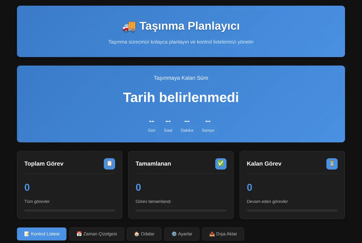 Taşınma Planlayıcı ve Kontrol Listesi ekran görüntüsü 2