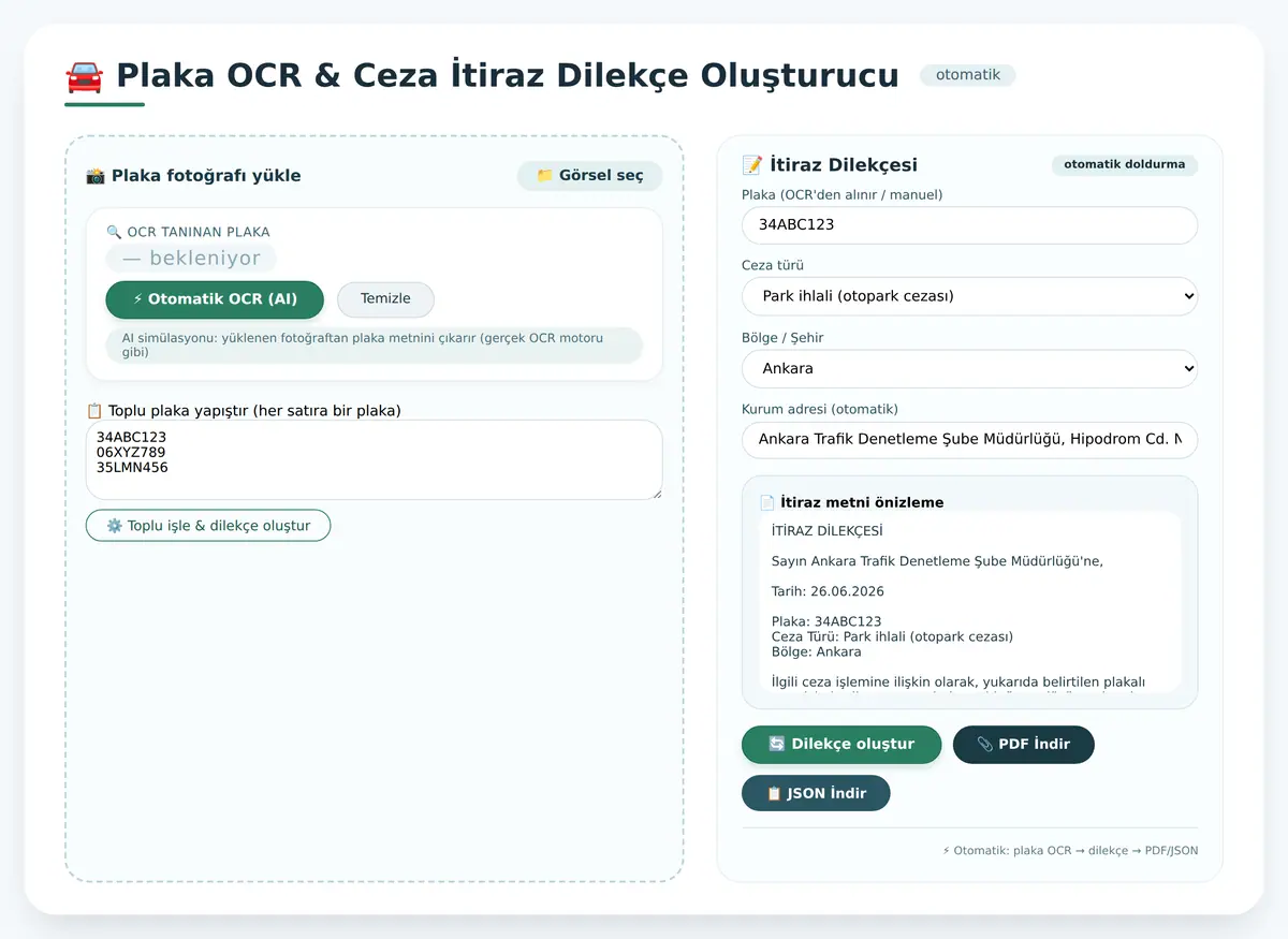 Plaka OCR & Ceza İtiraz Dilekçe Oluşturucu ekran görüntüsü 3