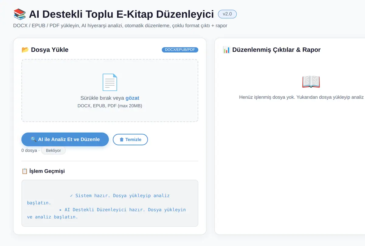 AI Destekli Toplu E-Kitap Düzenleyici ve Format ekran görüntüsü