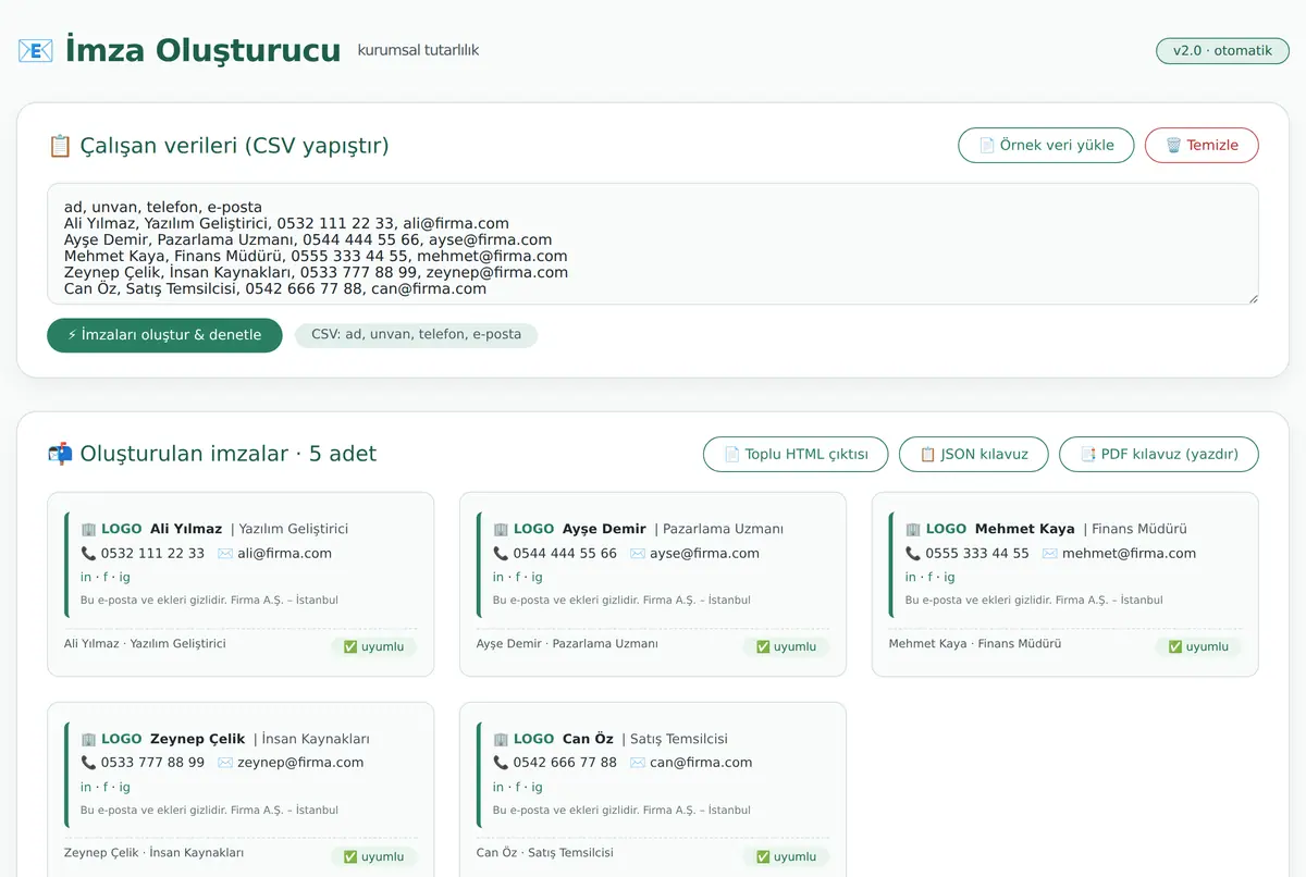 Kurumsal E-Posta İmza Oluşturucu ve Tutarlılık ekran görüntüsü 2