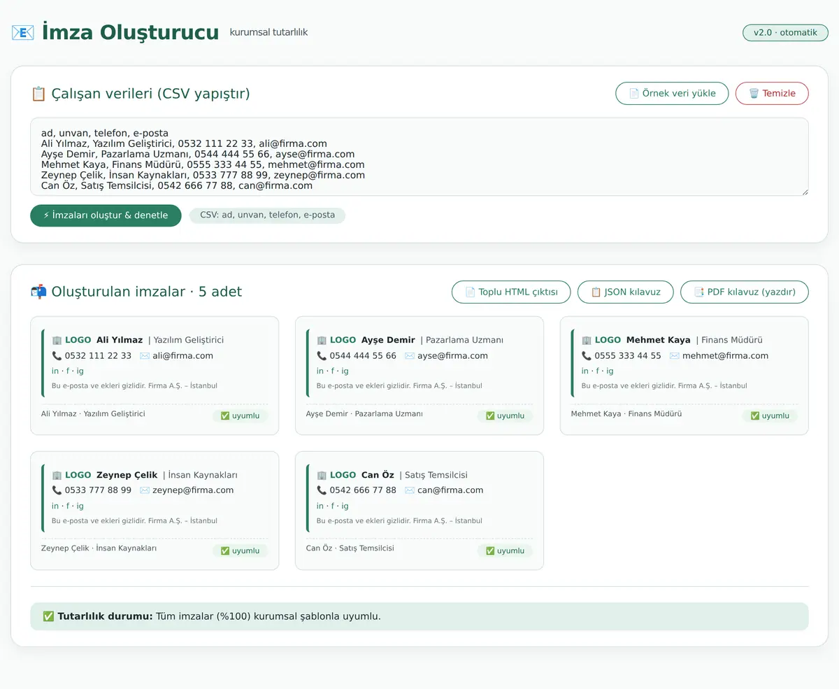 Kurumsal E-Posta İmza Oluşturucu ve Tutarlılık ekran görüntüsü 3