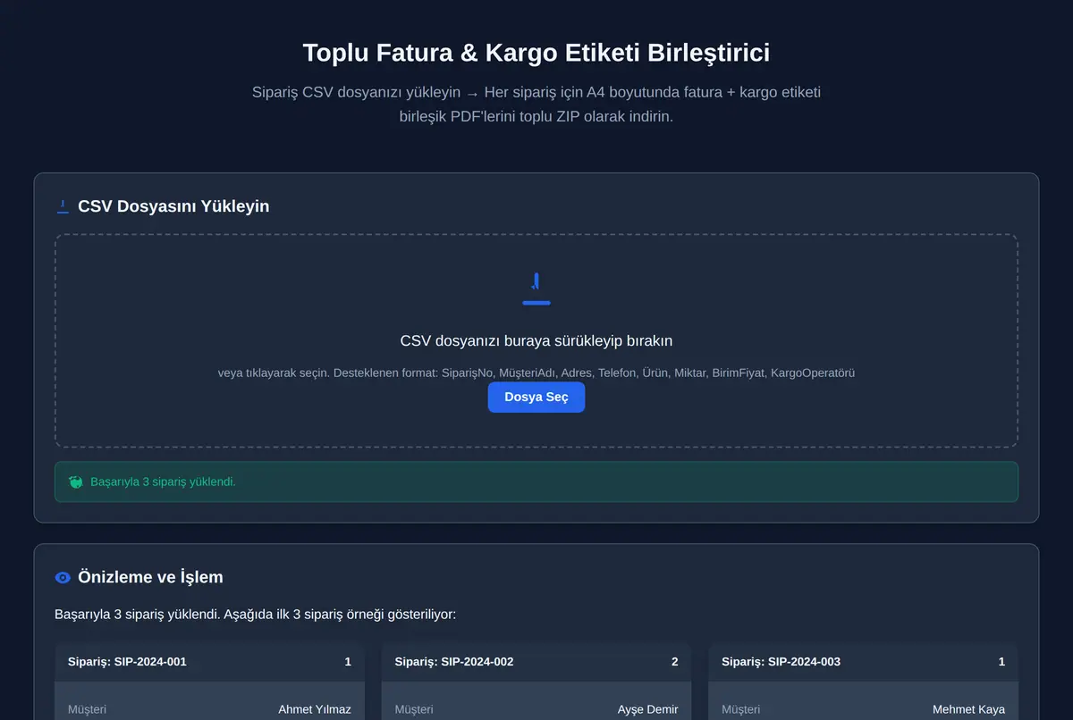 Toplu Fatura & Kargo Etiketi Birleştirici ekran görüntüsü 2