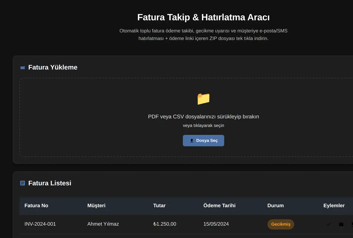 Fatura Takip & Hatırlatma Aracı ekran görüntüsü
