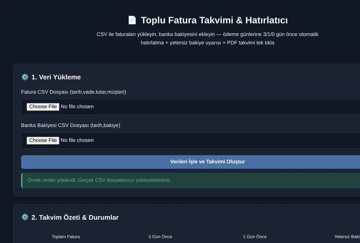Toplu Fatura Takvimi & Hatırlatıcı ekran görüntüsü