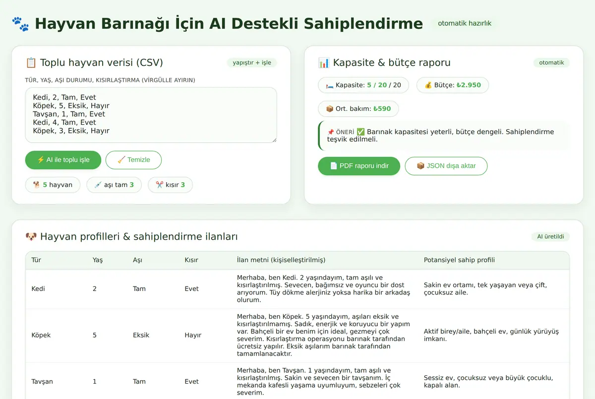 AI Destekli Sahiplendirme Hazırlık ekran görüntüsü 2