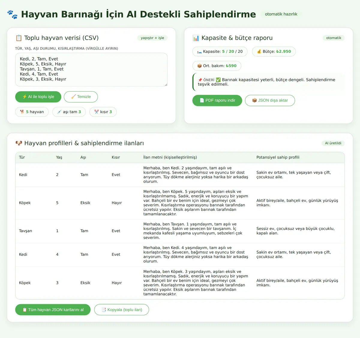 AI Destekli Sahiplendirme Hazırlık ekran görüntüsü 3