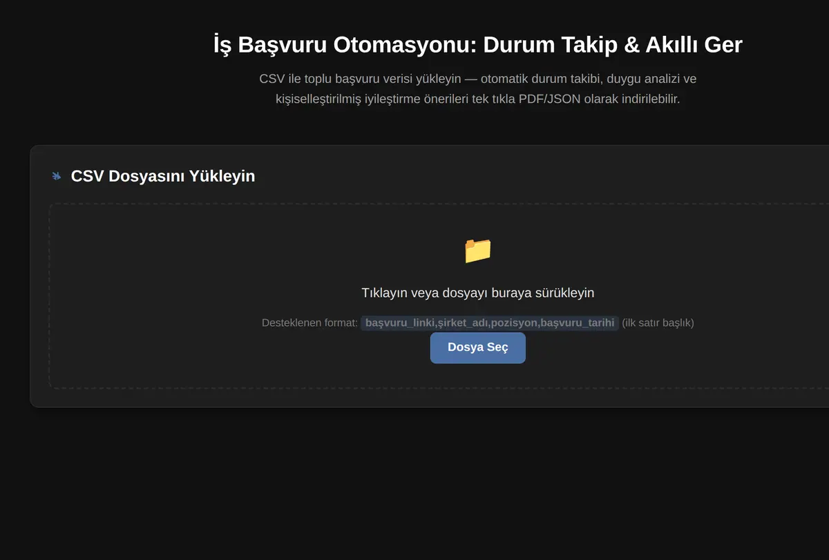 İş Başvuru Otomasyonu: Durum Takip & Akıllı Ger ekran görüntüsü
