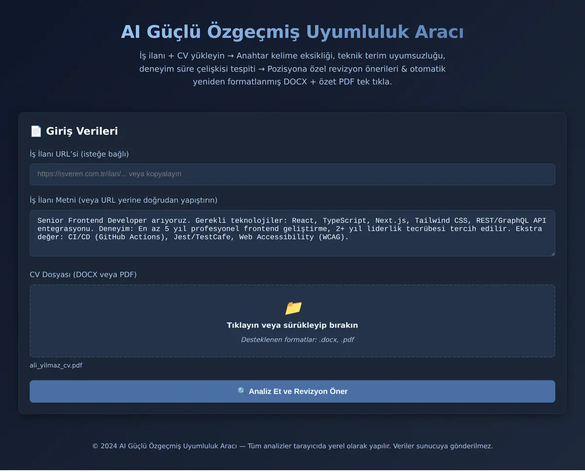 AI Güçlü Özgeçmiş Uyumluluk Aracı ekran görüntüsü 3