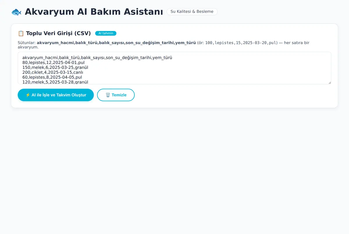Akvaryum AI Bakım Asistanı: Su Kalitesi ve Besl ekran görüntüsü 3