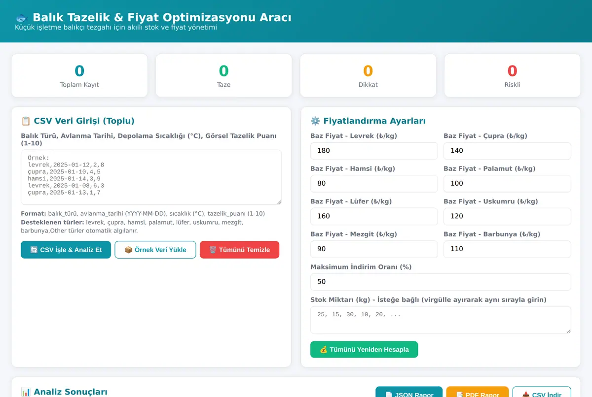Balık Tazelik & Fiyat Optimizasyonu Aracı ekran görüntüsü 2