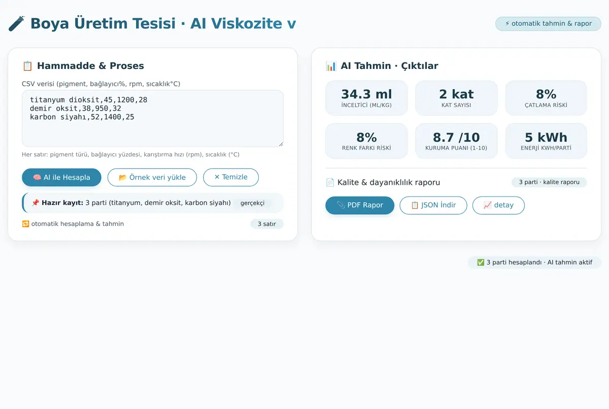 Boya Üretim Tesisi İçin AI Destekli Viskozite ekran görüntüsü 3