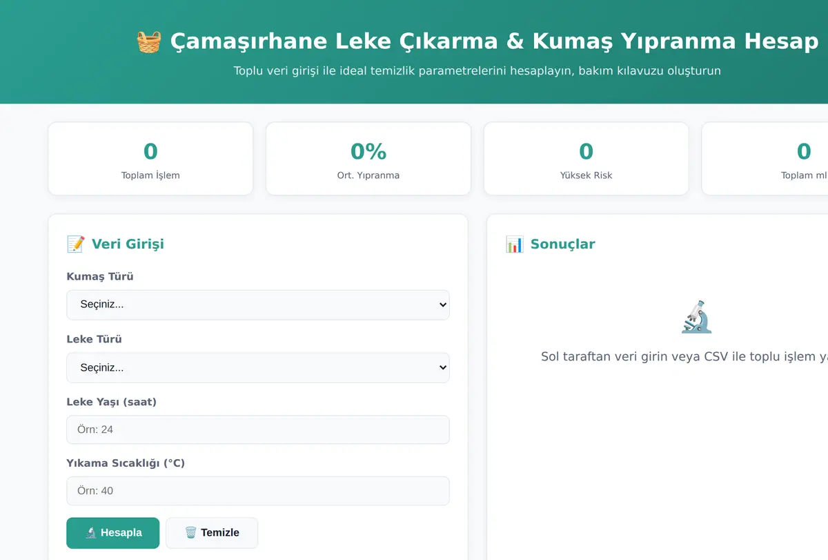 Çamaşırhane Leke Çıkarma & Kumaş Yıpranma Hesap ekran görüntüsü