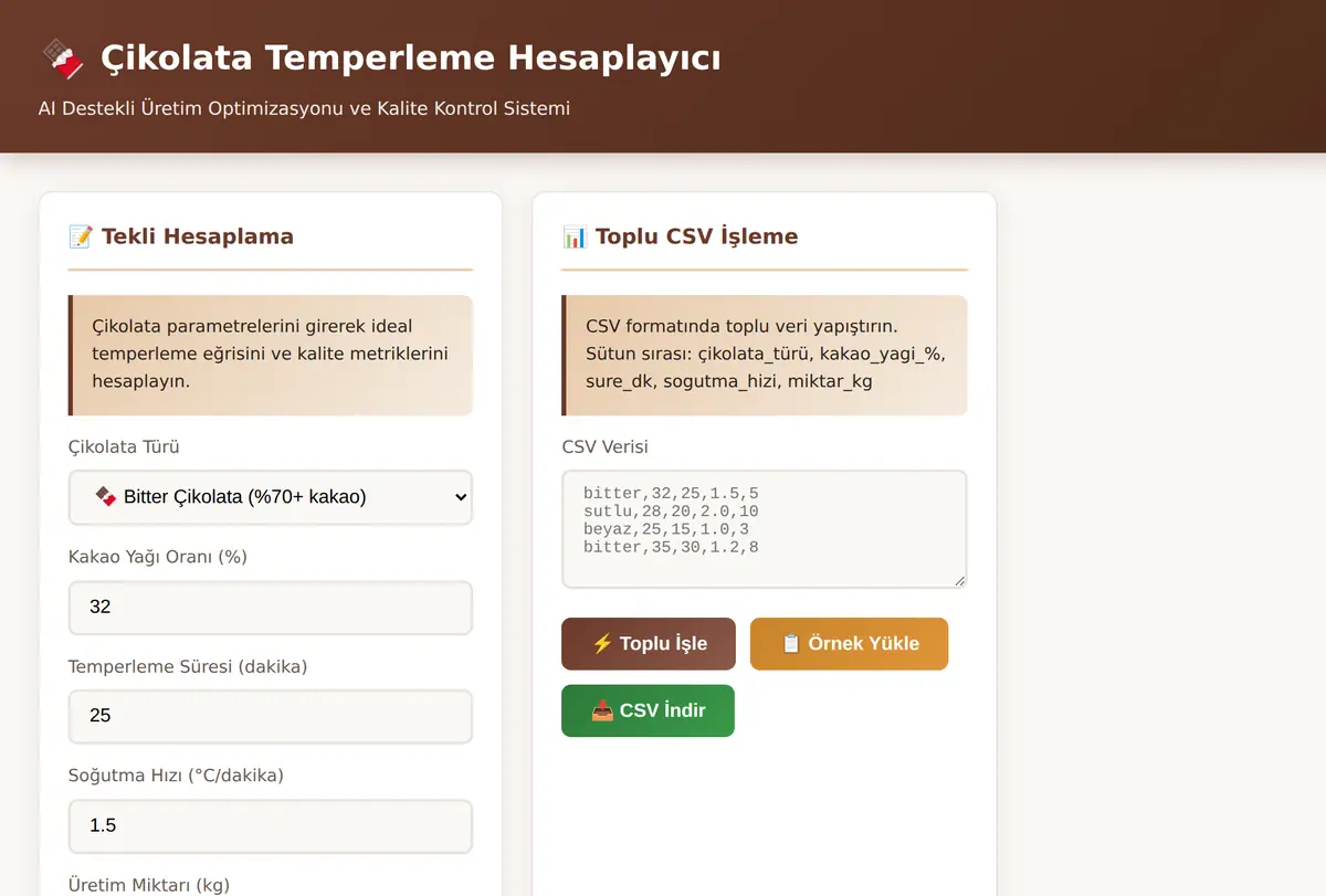 Çikolata Temperleme Hesaplayıcı - AI Destekli ekran görüntüsü