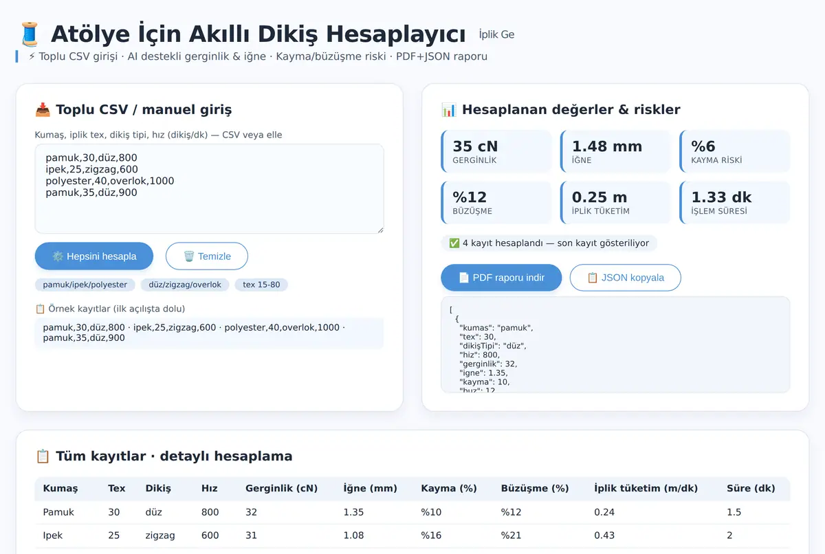 Atölye İçin Akıllı Dikiş Hesaplayıcı - İplik Ge ekran görüntüsü 2