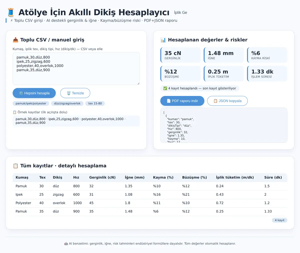 Atölye İçin Akıllı Dikiş Hesaplayıcı - İplik Ge ekran görüntüsü 3