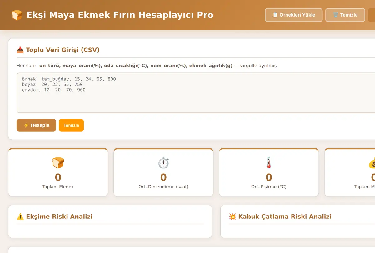 Ekşi Maya Ekmek Fırın Hesaplayıcı Pro ekran görüntüsü