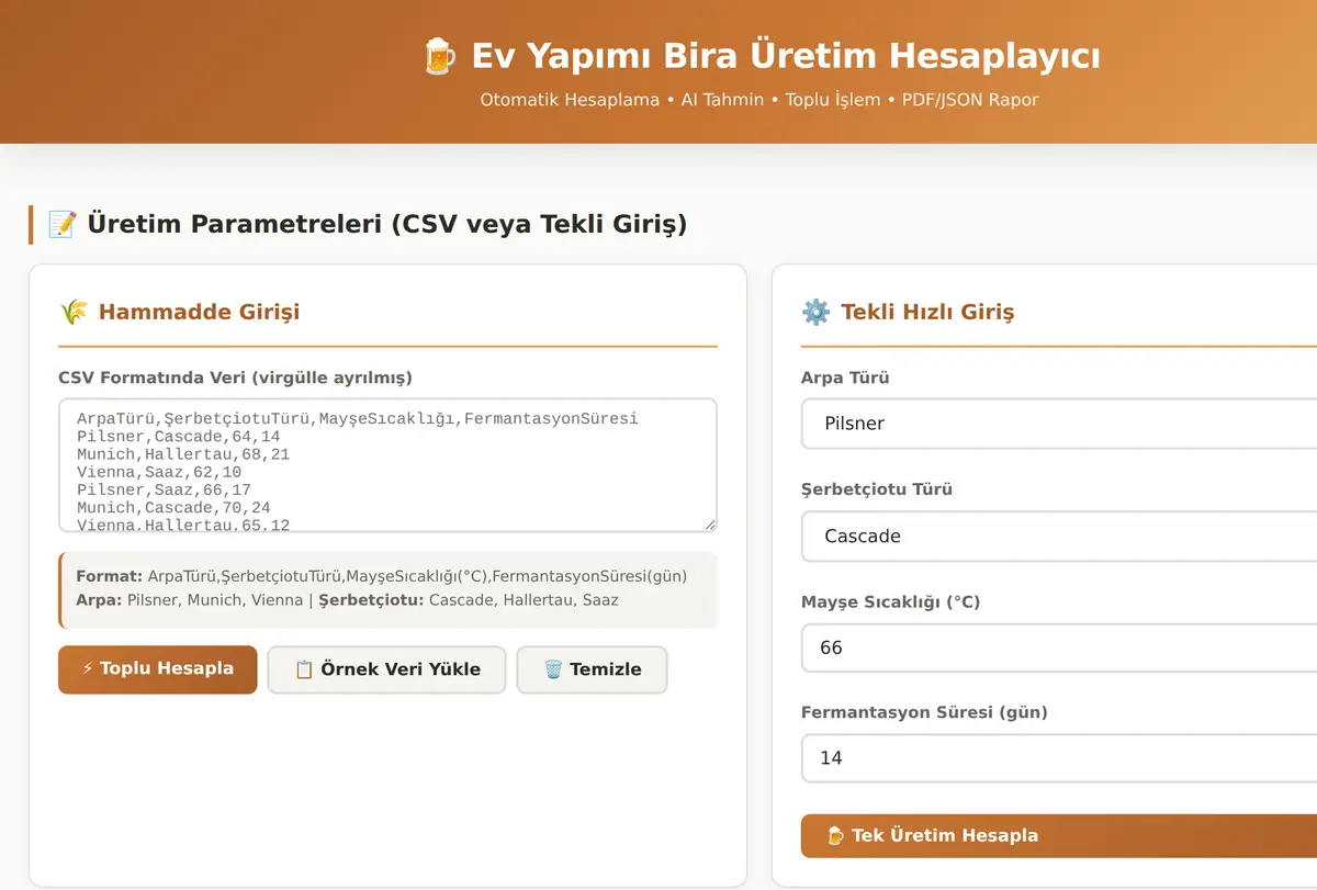 Ev Yapımı Bira Üretim Hesaplayıcı ekran görüntüsü