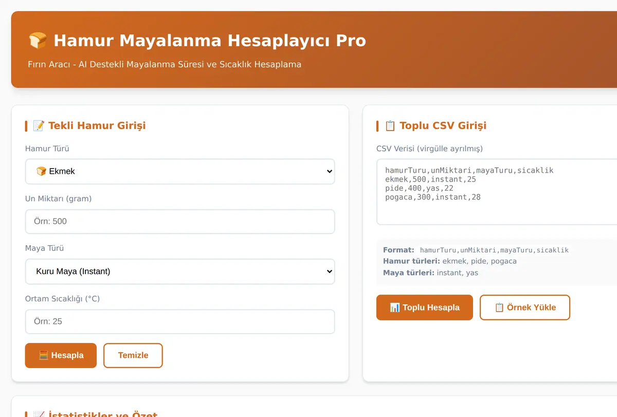 Hamur Mayalanma Hesaplayıcı Pro - Fırın Aracı ekran görüntüsü