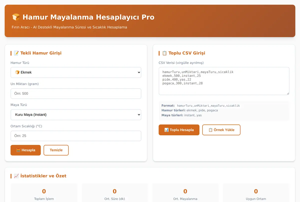 Hamur Mayalanma Hesaplayıcı Pro - Fırın Aracı ekran görüntüsü 2