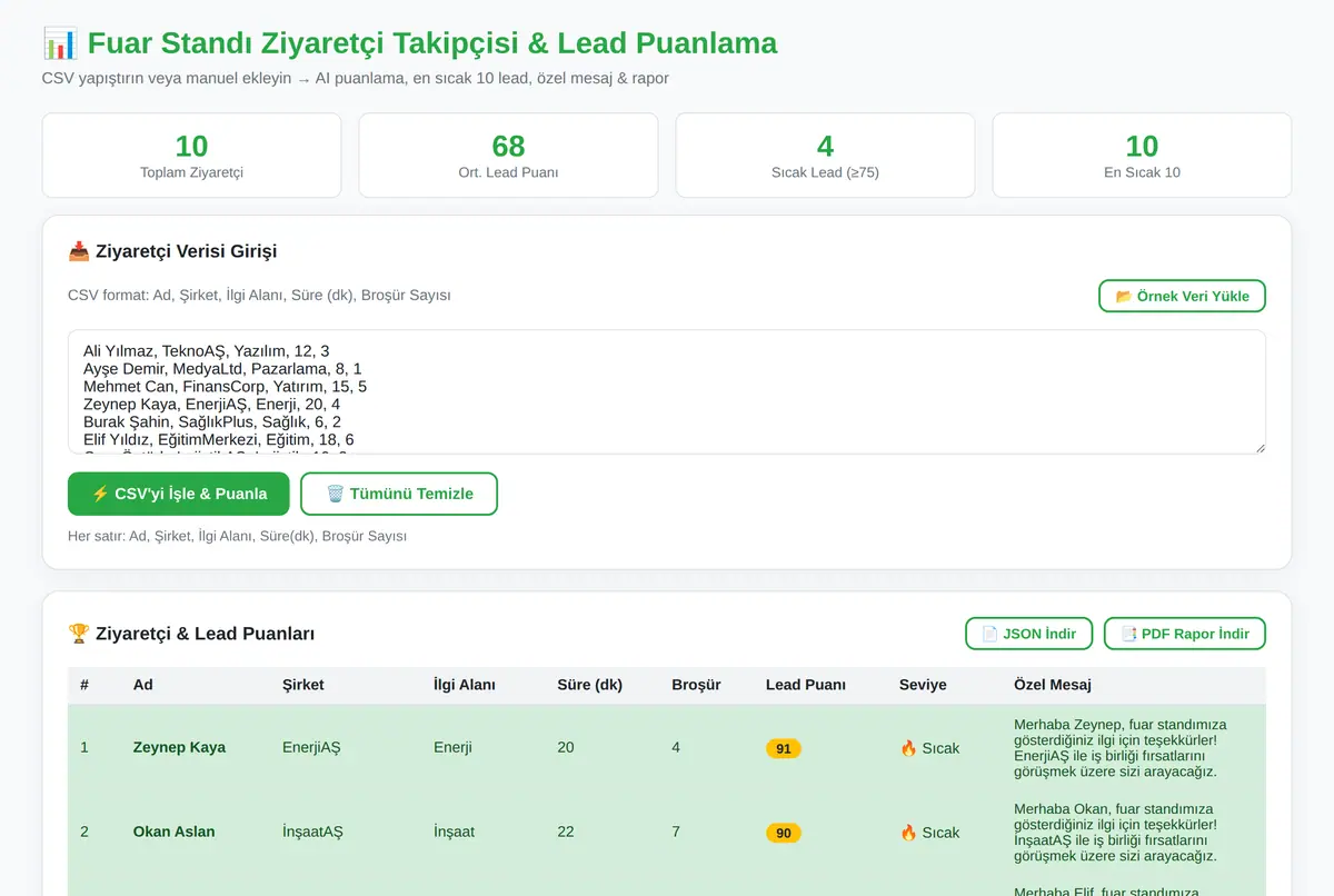 Fuar Standı Ziyaretçi Takipçisi & Lead Puanlama ekran görüntüsü 2