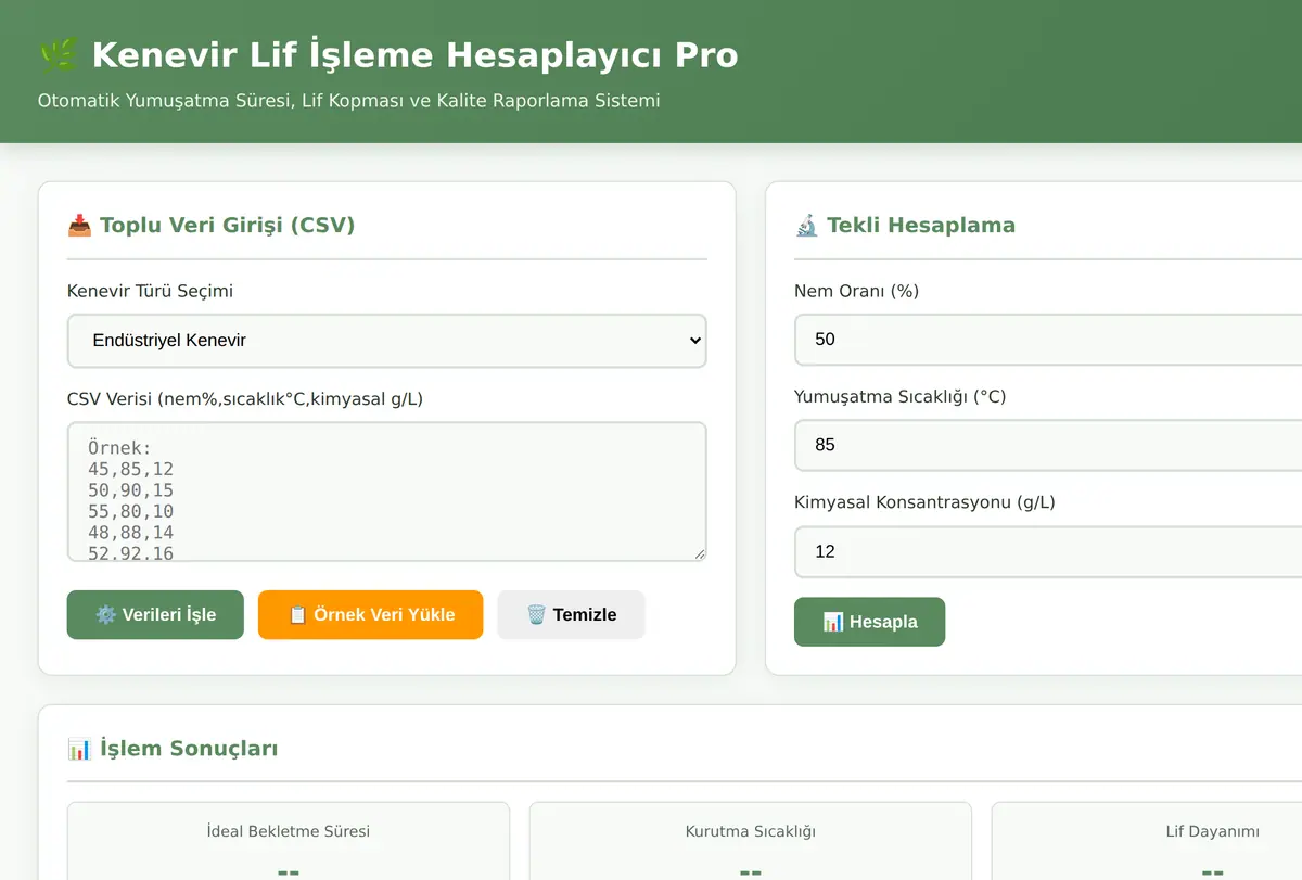 Kenevir Lif İşleme Hesaplayıcı Pro ekran görüntüsü