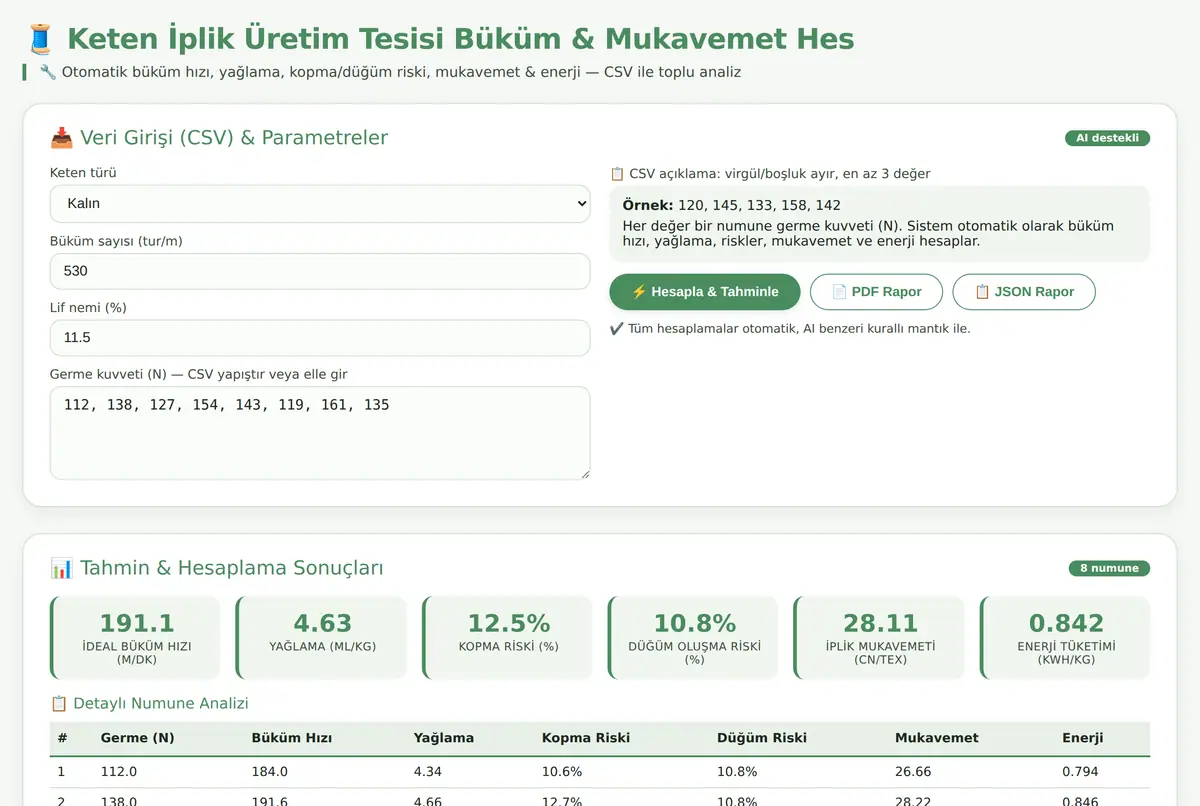 Keten İplik Üretim Tesisi Büküm & Mukavemet Hes ekran görüntüsü 2