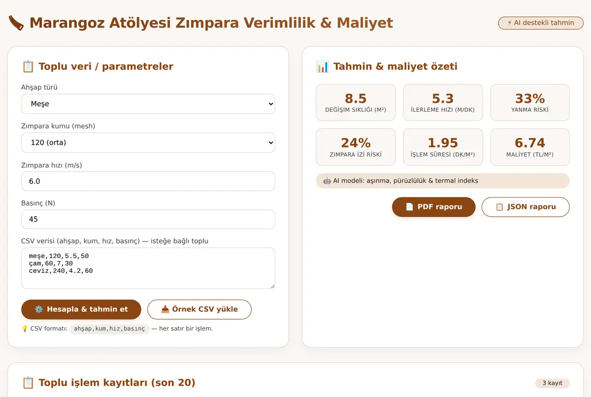 Marangoz Atölyesi Zımpara Verimlilik ekran görüntüsü 2