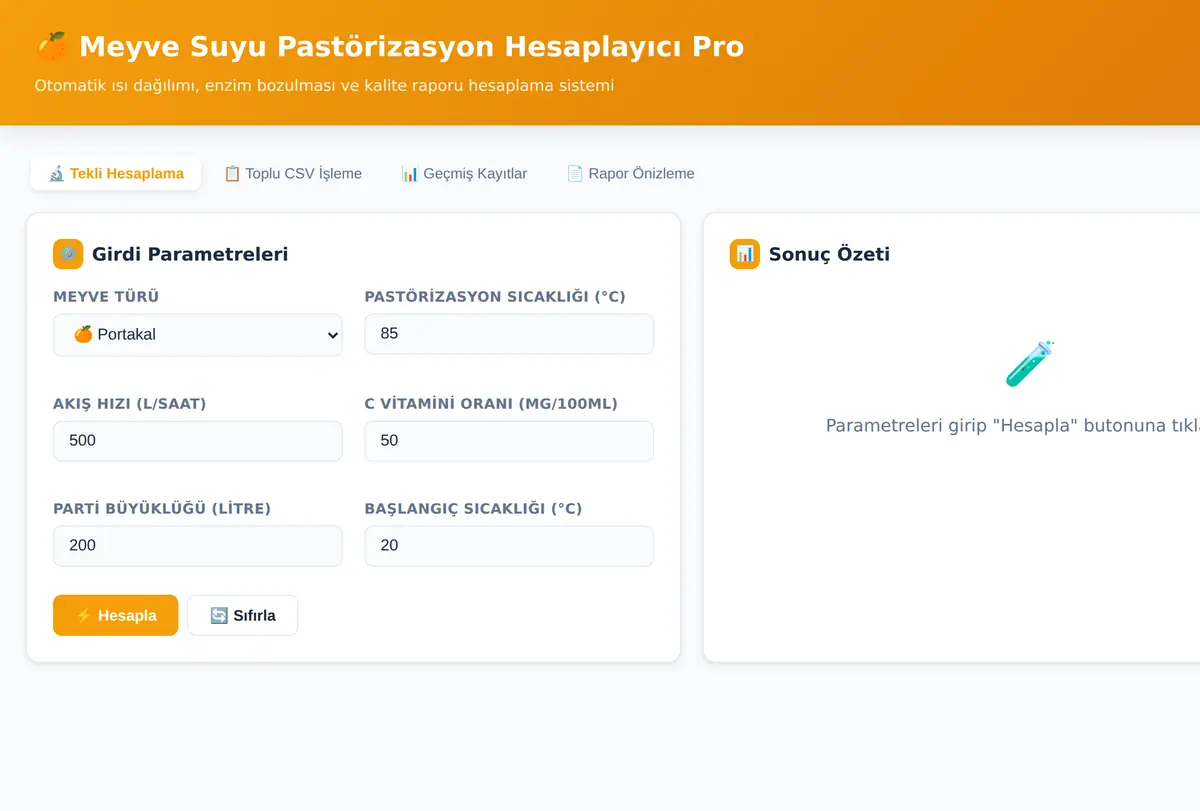 Meyve Suyu Pastörizasyon Hesaplayıcı Pro ekran görüntüsü