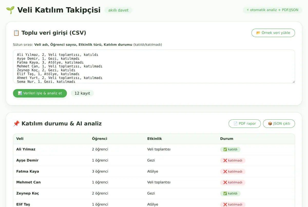 Veli Katılım Takipçisi & Akıllı Davet Sistemi ekran görüntüsü 2