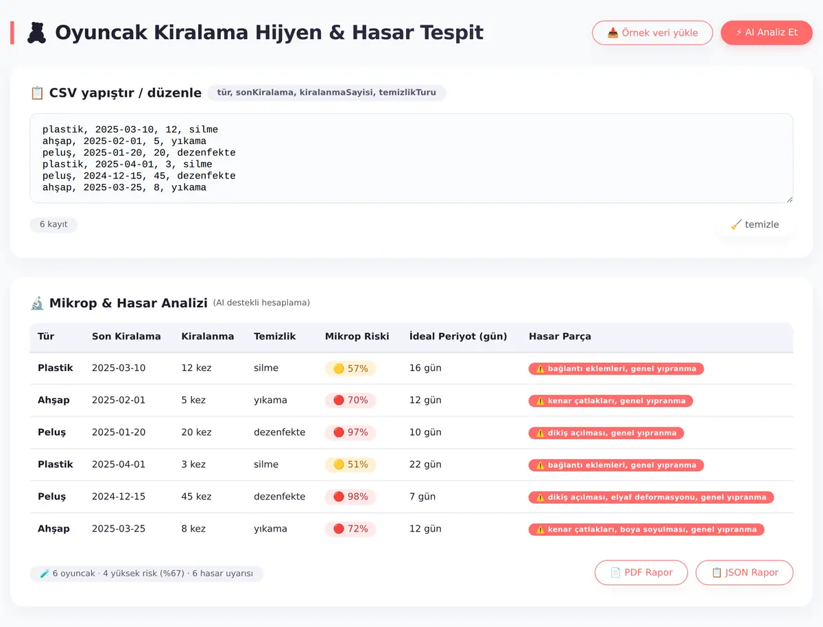Oyuncak Kiralama Hijyen ve Hasar Tespit Aracı ekran görüntüsü 3