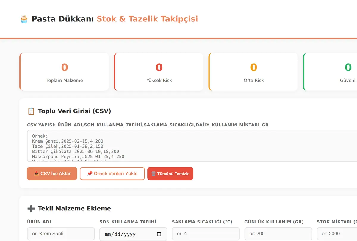 Pasta Dükkanı Stok & Tazelik Takipçisi - AI Des ekran görüntüsü