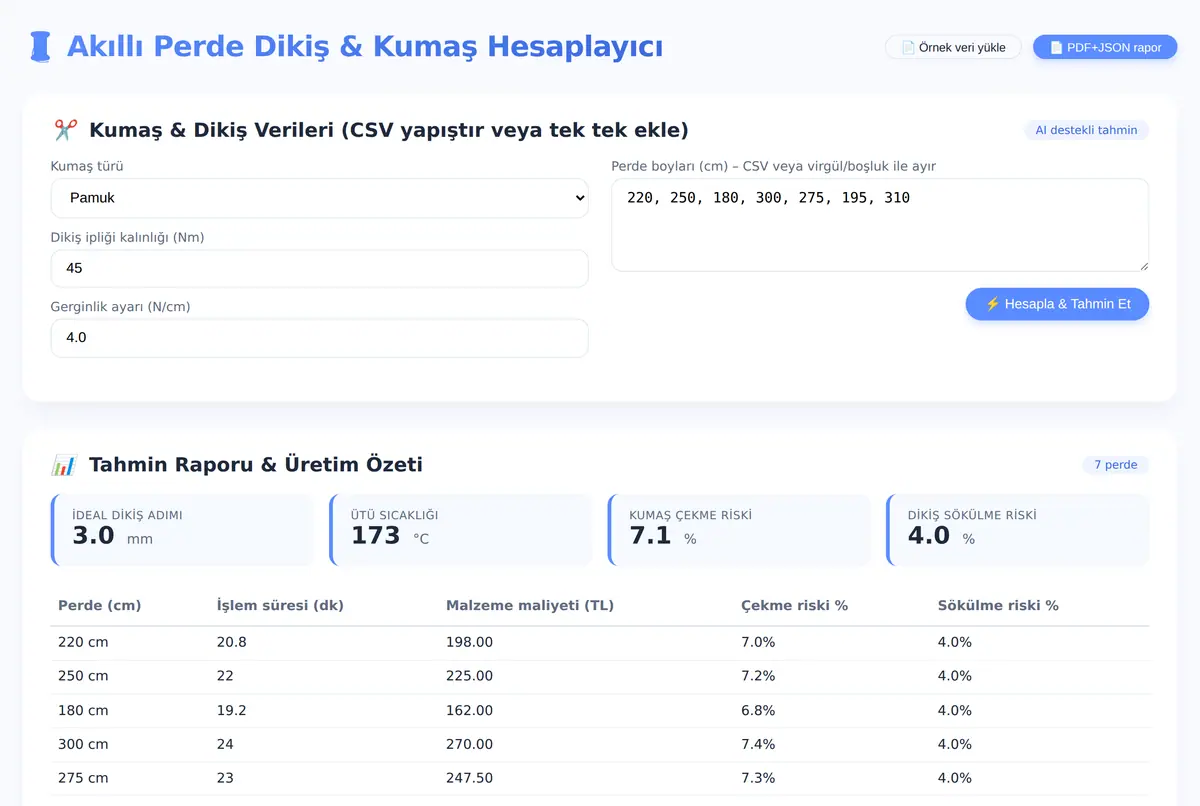 Akıllı Perde Dikiş ve Kumaş Hesaplayıcı ekran görüntüsü 2