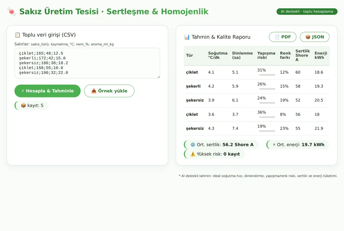 Sakız Üretim Tesisi · Sertleşme & Homojenlik ekran görüntüsü 3