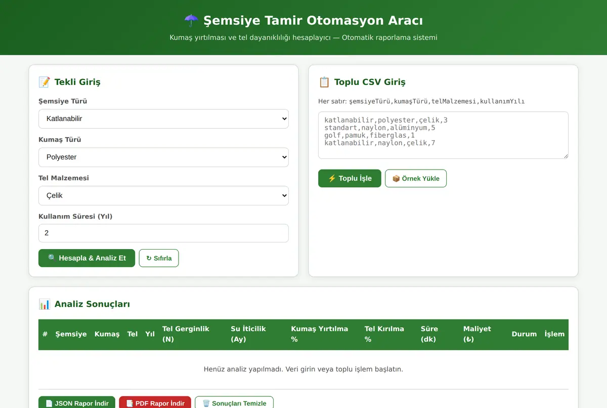 Şemsiye Tamir Otomasyon Aracı ekran görüntüsü 2