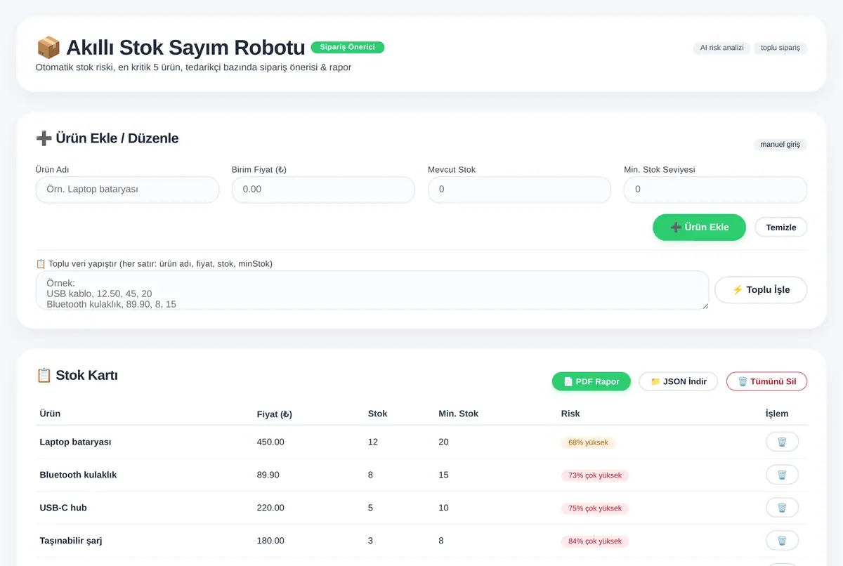 Akıllı Stok Sayım Robotu & Sipariş Önerici ekran görüntüsü 2