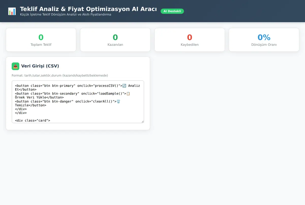 Teklif Analiz & Fiyat Optimizasyon AI Aracı ekran görüntüsü 3