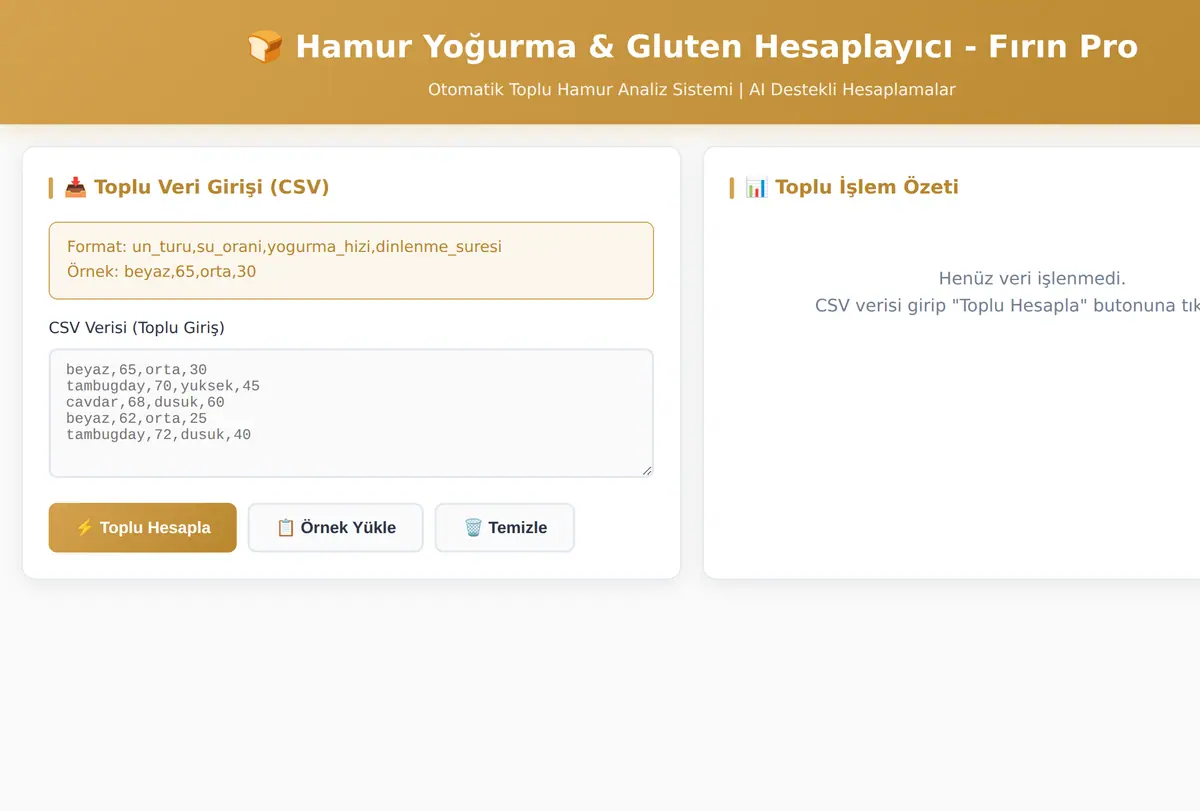 Hamur Yoğurma & Gluten Hesaplayıcı - Fırın Pro ekran görüntüsü