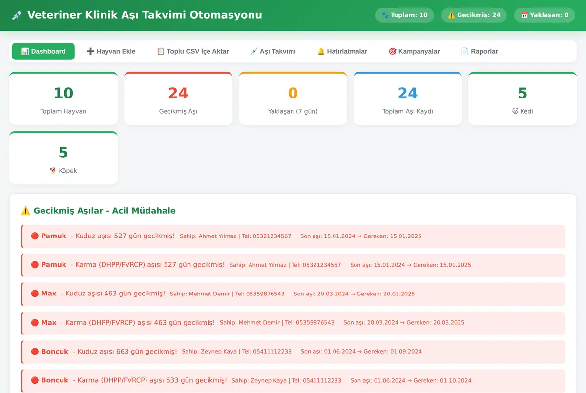 Veteriner Klinik Aşı Takvimi Otomasyonu ekran görüntüsü 2