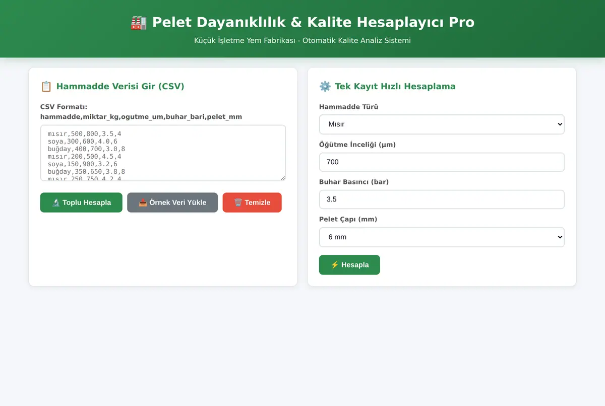 Pelet Dayanıklılık & Kalite Hesaplayıcı Pro ekran görüntüsü 2